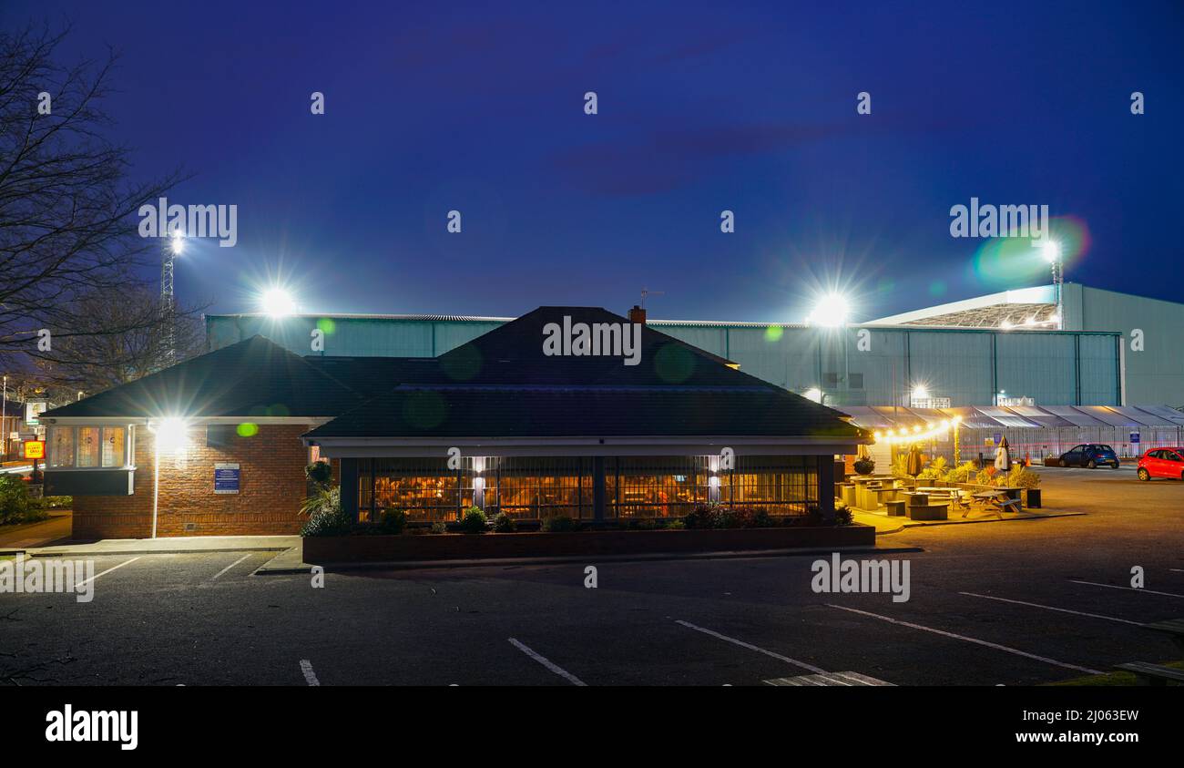 Le Mersey Clipper Pub, à côté du terrain de football de Tranmere Rovers, du parc de Prenton, de Birkenhead et du Wirral. Photo prise en mars 2022. Banque D'Images