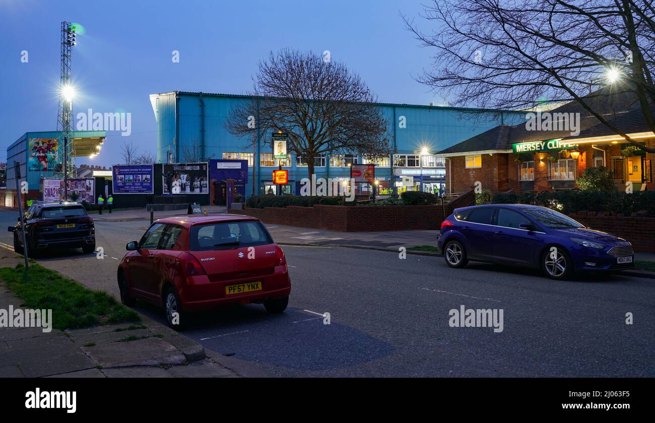 Le Mersey Clipper Pub, à côté du terrain de football de Tranmere Rovers, du parc de Prenton, de Birkenhead et du Wirral. Photo prise en mars 2022. Banque D'Images