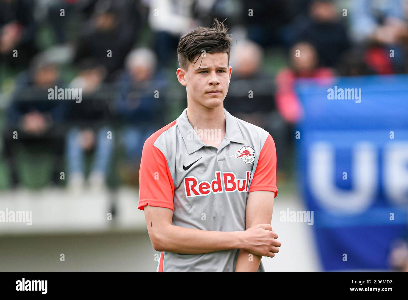 Zeeteny Jano de RB Salzburg lors de la Ligue de la Jeunesse de l'UEFA (U19), match de quart de finale entre Paris Saint-Germain (PSG) et RB Salzburg (FC) le 16 mars 2022 au stade Georges Lefevre à Saint-Germain-en-Laye, France - photo Victor Joly / DPPI Banque D'Images