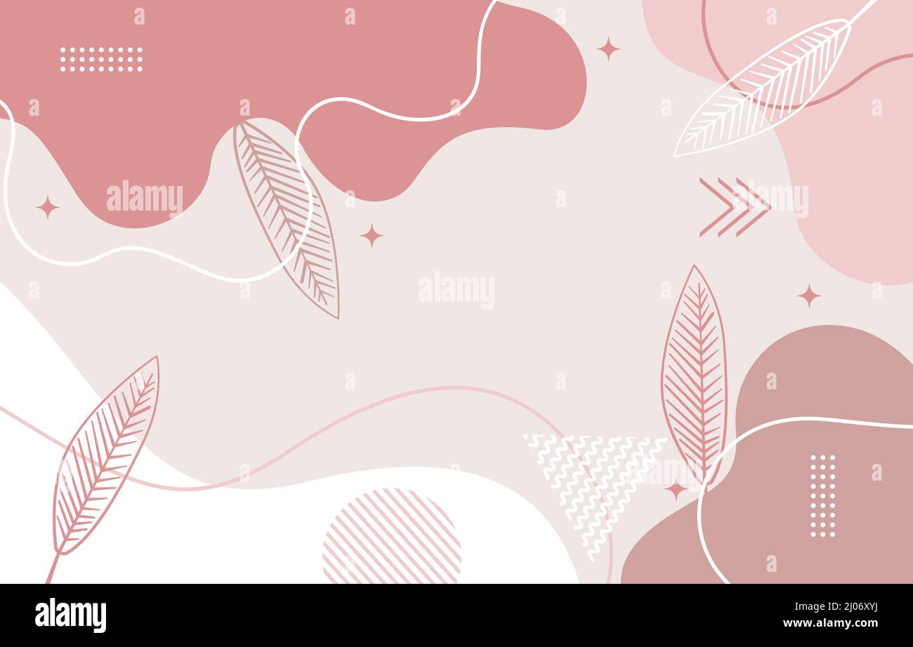 Papier peint à motif girly minimaliste de feuilles de fleurs rose mignon nature Illustration de Vecteur