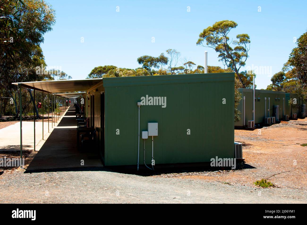 Hébergement dans le camp minier dans l'Outback Banque D'Images