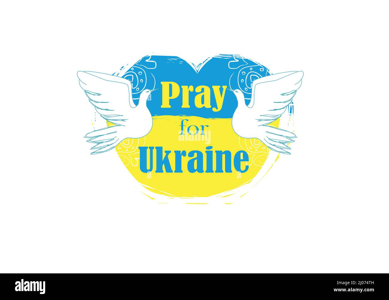 Symbole de paix, oiseau colombe sur le fond du drapeau de l'Ukraine - bannière Illustration de Vecteur