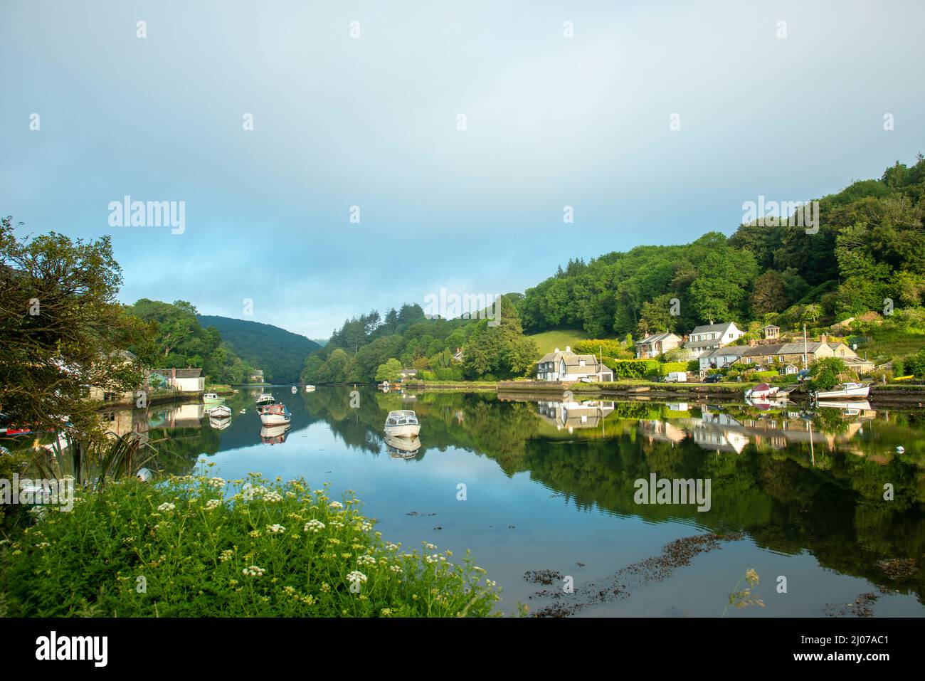 Lerryn, Cornwall, vue sur la rivière tôt le matin Banque D'Images