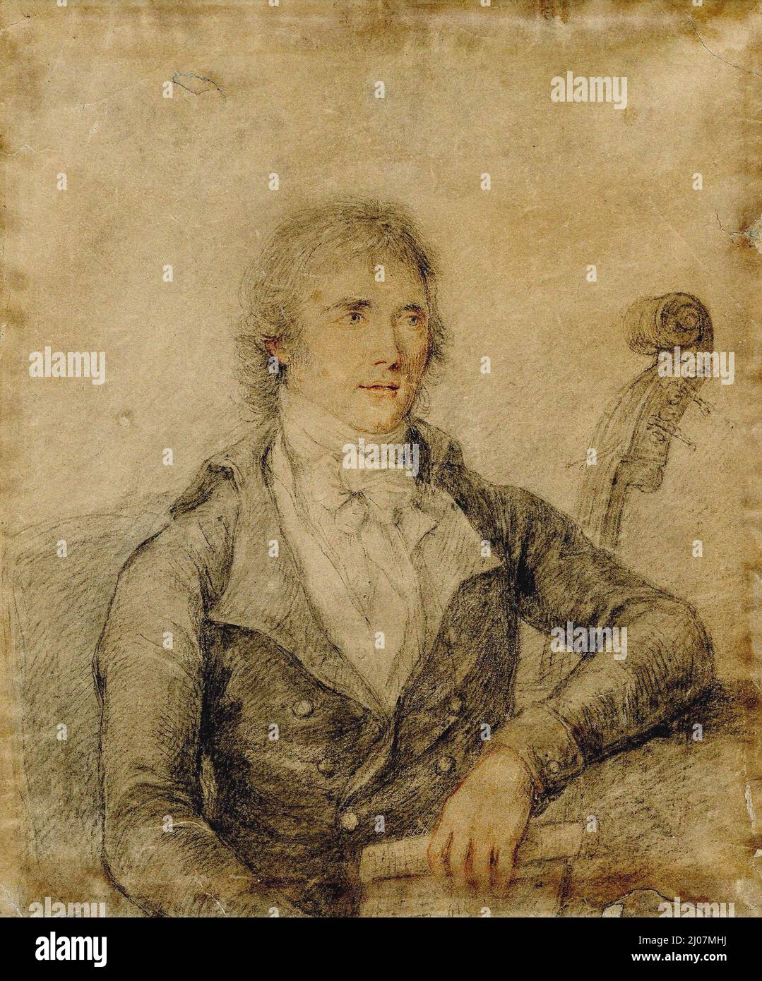 Portrait du double bassiste et compositeur Domenico Dragonetti (1763-1846). Musée : COLLECTION PRIVÉE. Auteur: FRANCESCO BARTOLOZZI. Banque D'Images