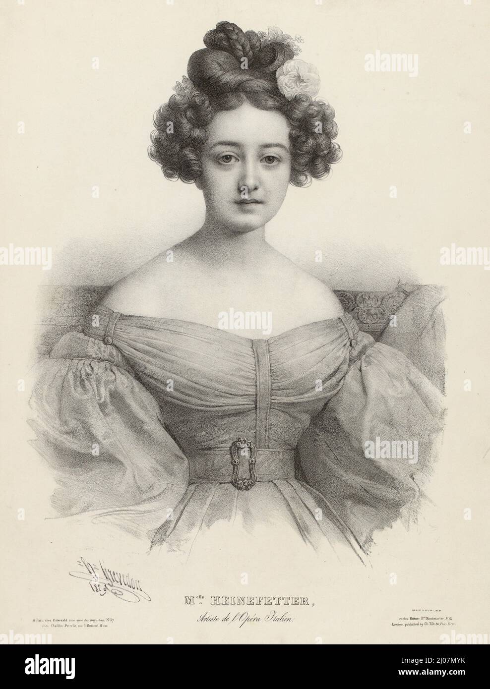 Portrait de la chanteuse d'opéra Sabine Heinefetter (1809-1872). Musée : COLLECTION PRIVÉE. Auteur: Pierre Louis Henri Grevedon. Banque D'Images