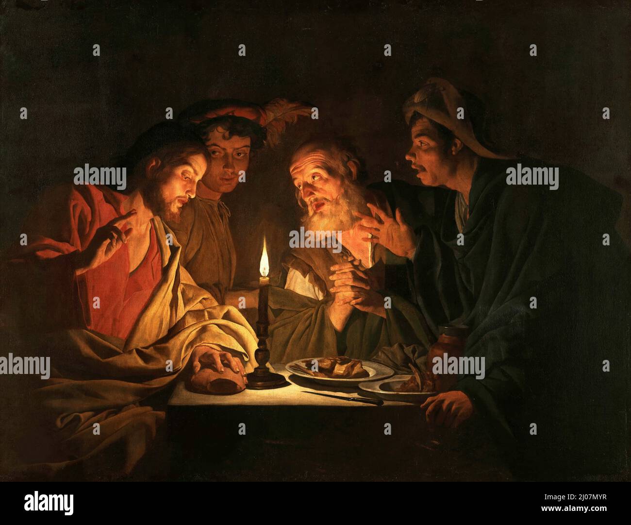 Le dîner à Emmaus. Musée: Museo di Capodimonte, Naples. Auteur: MATTHIAS STOM. Banque D'Images