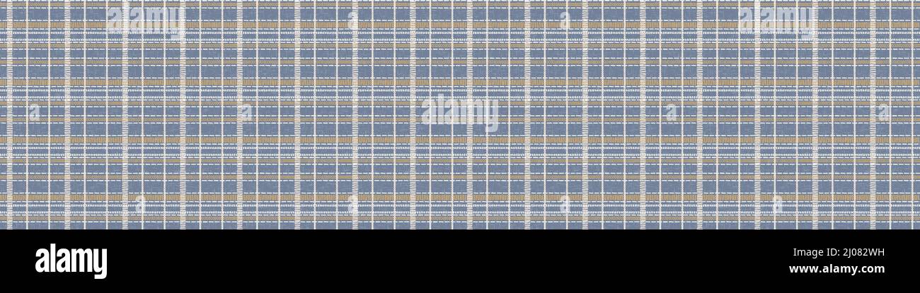 Bleu ferme sans couture vérifier la bordure du motif vectoriel. Ruban à carreaux de couleur pour bébé Gingham. Tissage en tweed sur toute la longueur de l'imprimé bordur. Illustration de Vecteur