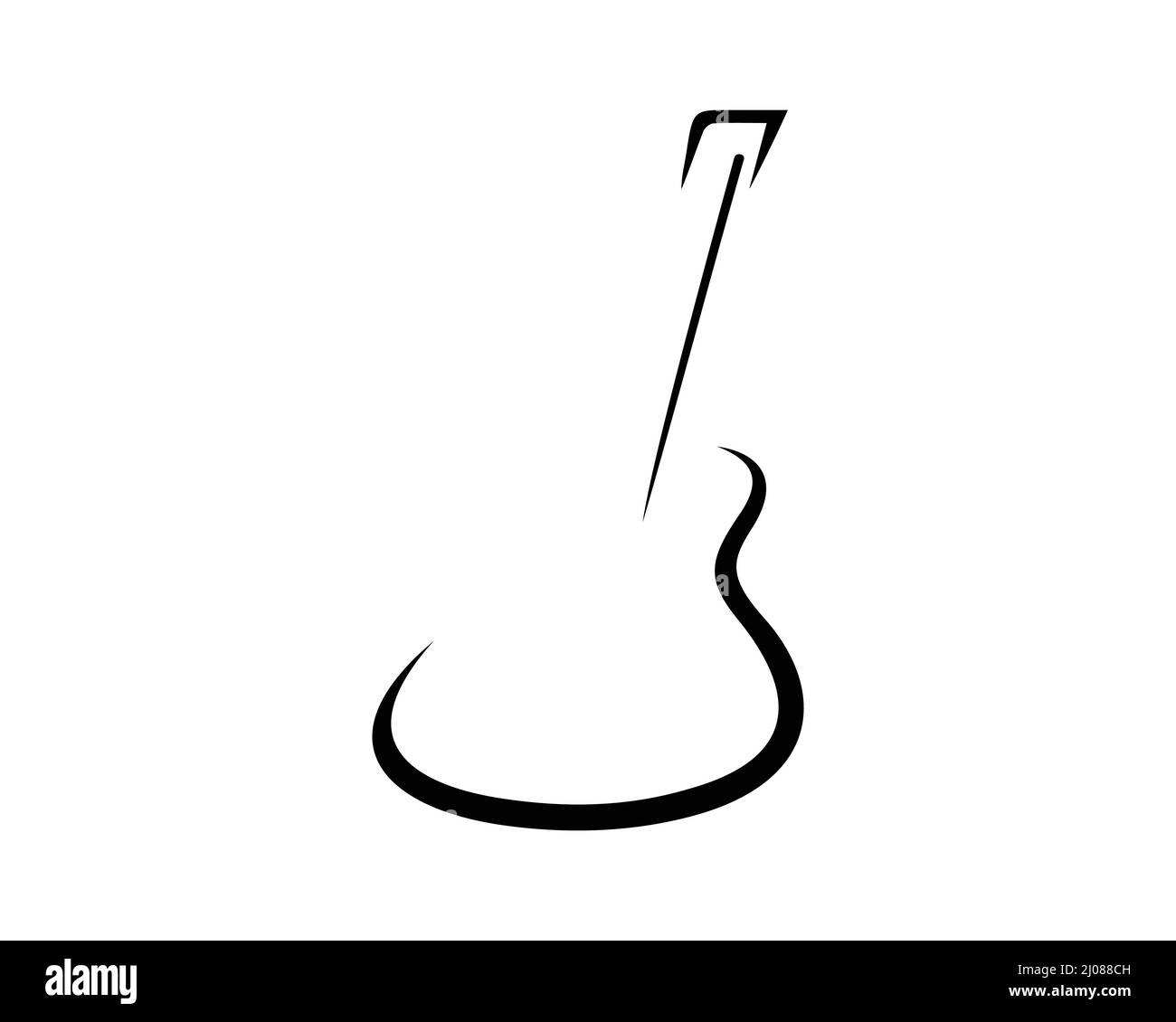 Illustration de symbole de guitare acoustique avec style Silhouette Illustration de Vecteur