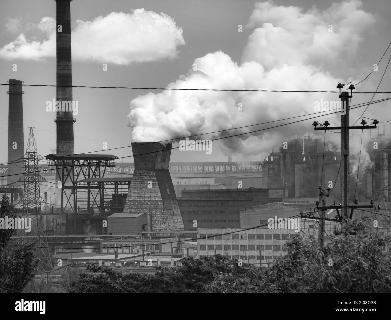 Vue panoramique sur la ville industrielle de Mariupol, Ukraine Banque D'Images