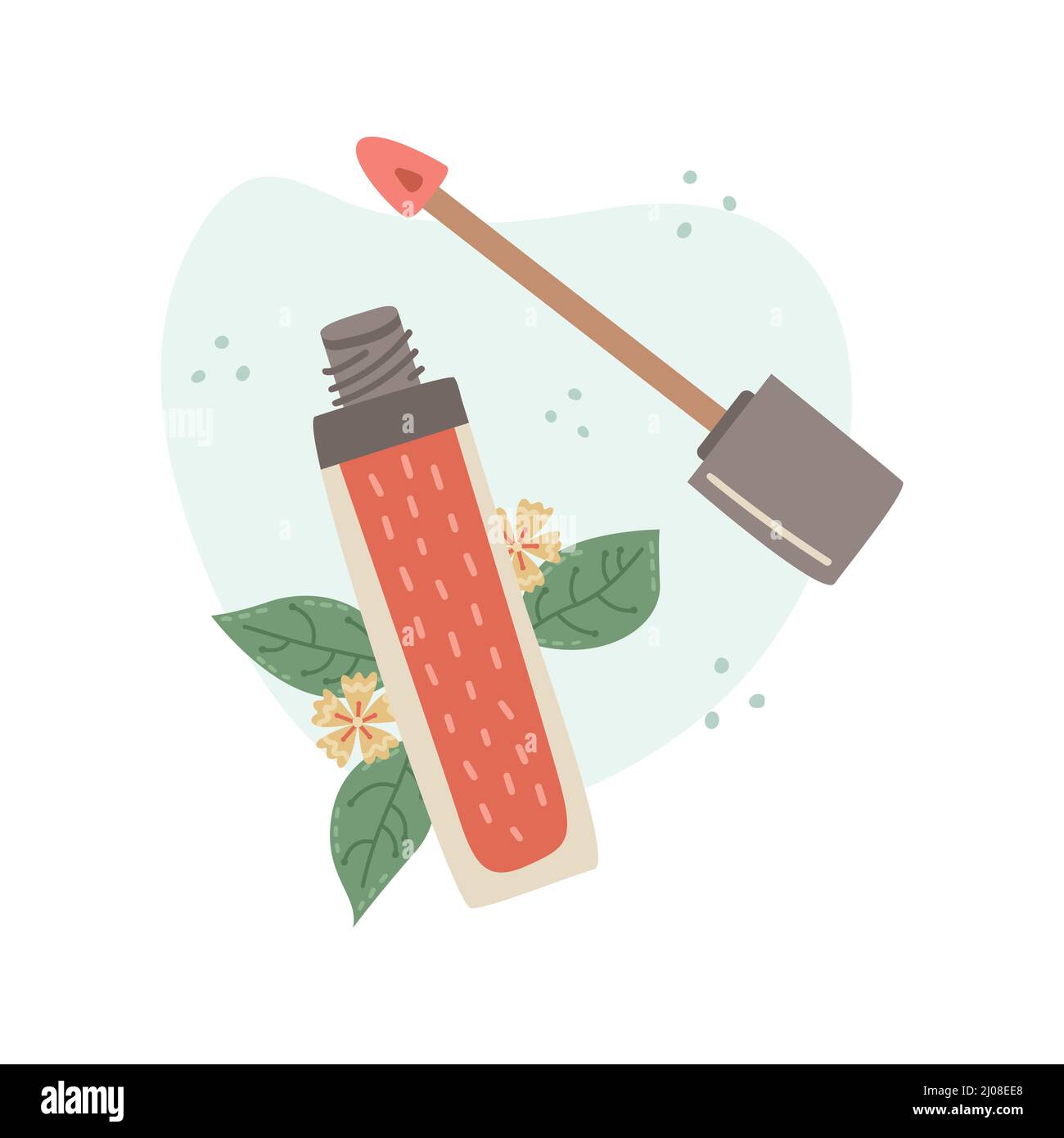 Illustration vectorielle d'un brillant à lèvres avec décor floral. Illustration de Vecteur