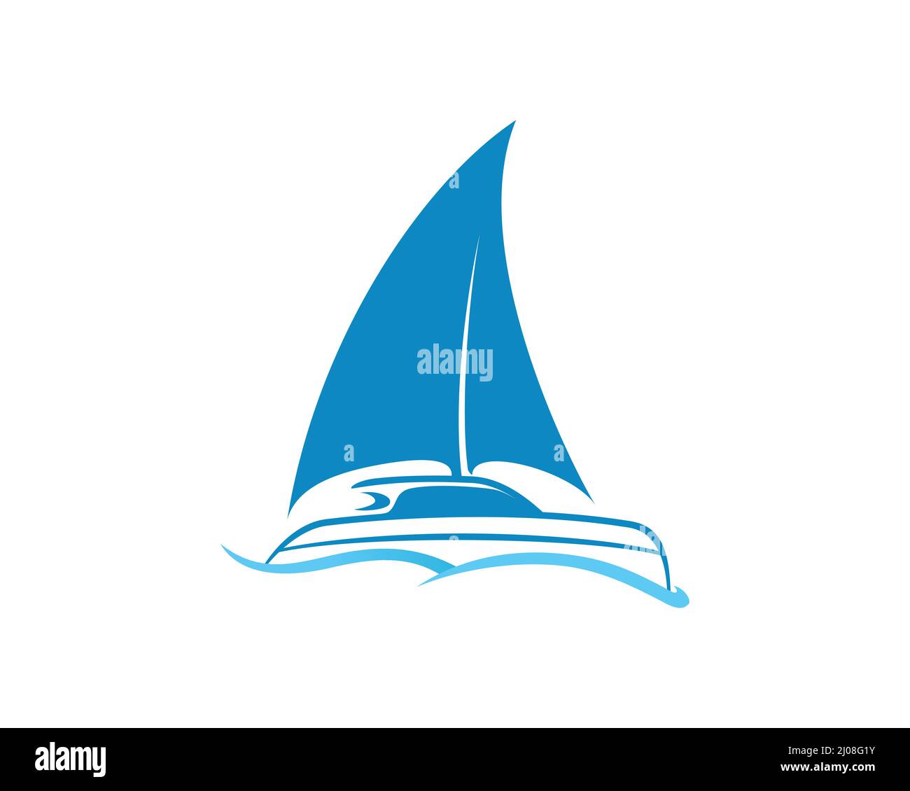 Symbole bateau et bateau en catamaran à voile Illustration de Vecteur