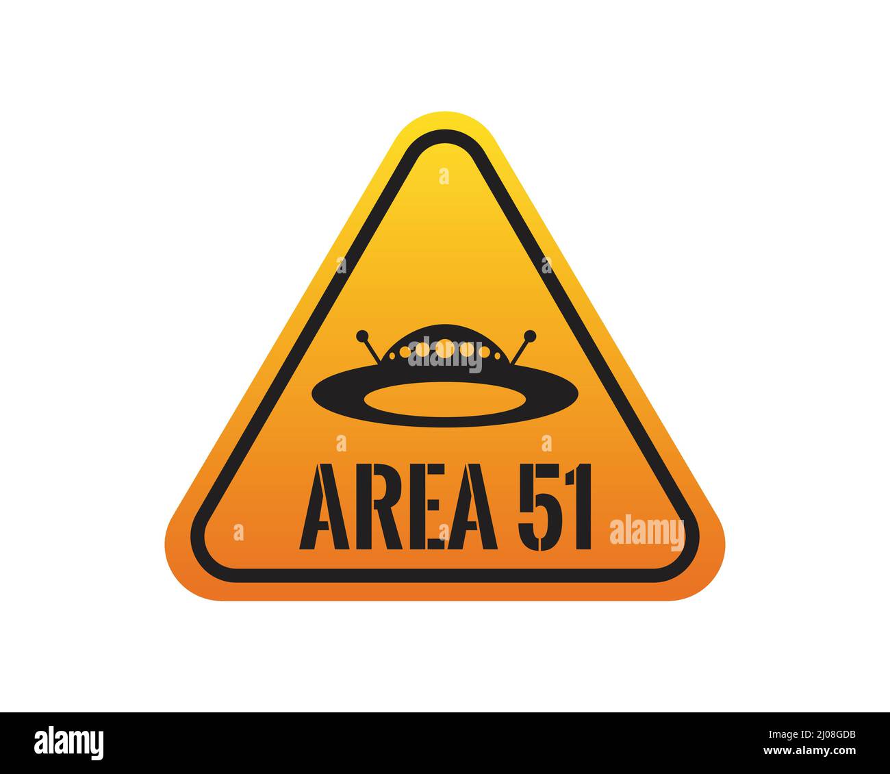 Zone 51 avec symbole OVNI signe de danger Illustration de Vecteur