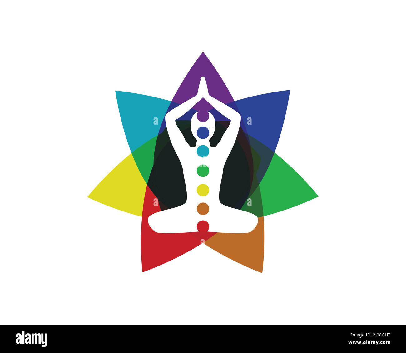 Yoga posant avec Chakra Elements Illustration de Vecteur