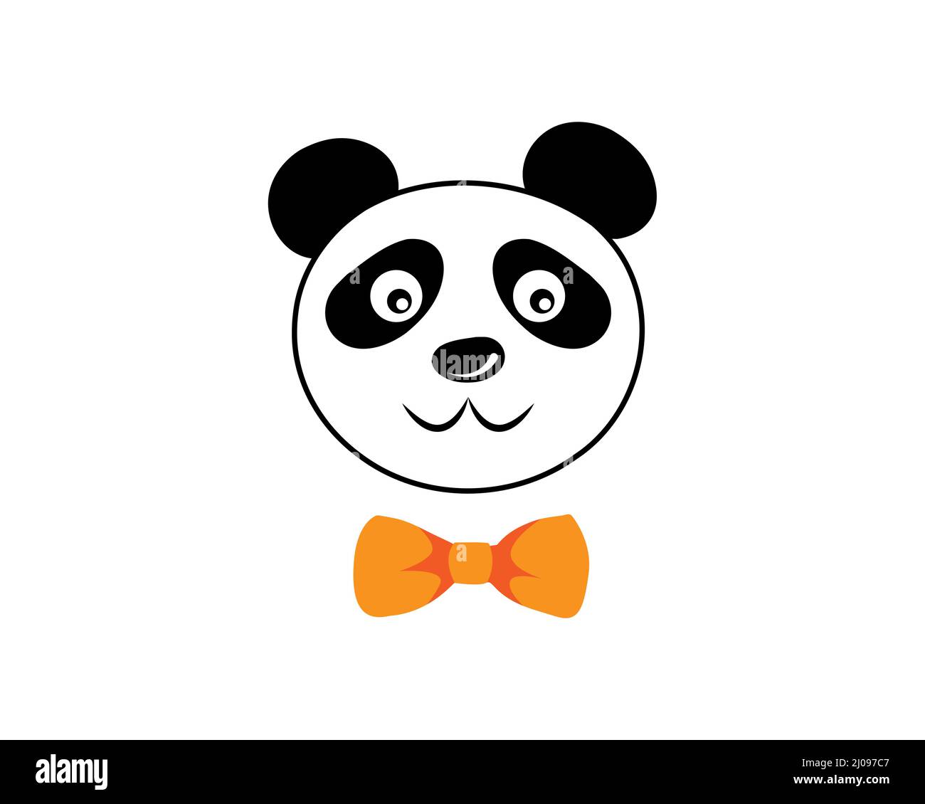 Joli visage panda portant noeud papillon, animal de compagnie dans le style de dessin animé. Imprimé enfants amusant. Illustration vectorielle isolée sur fond blanc Illustration de Vecteur