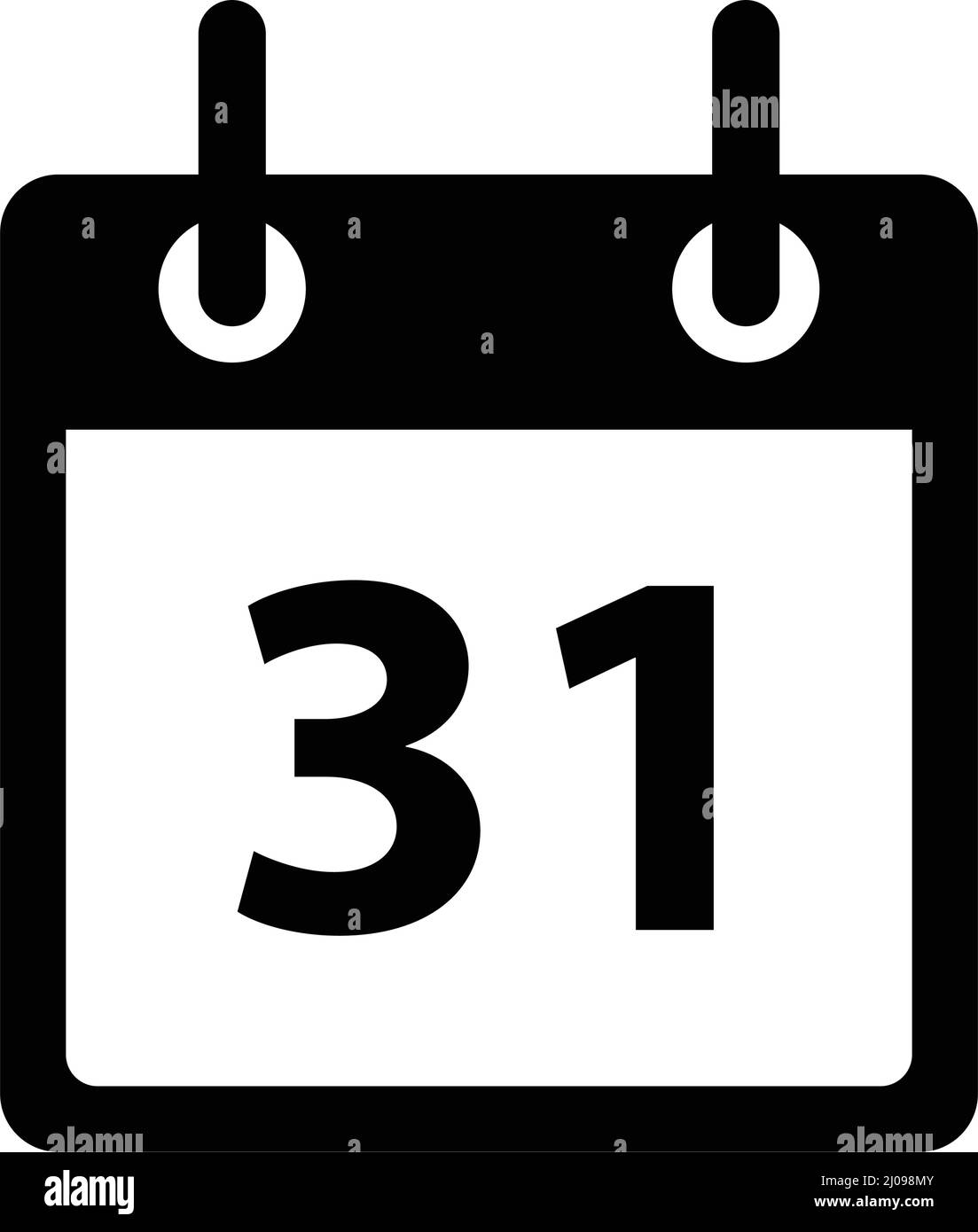 Icône de calendrier avec « 31 ». Horaires et rappels. Vecteurs modifiables. Illustration de Vecteur