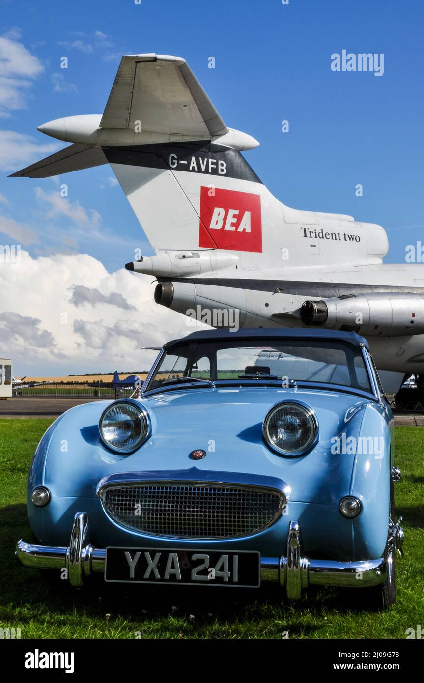 Tableau Sur Toile Austin Healey - Vintage Auto - 100x70 Cm - Déco Murale Noir Et Blanc