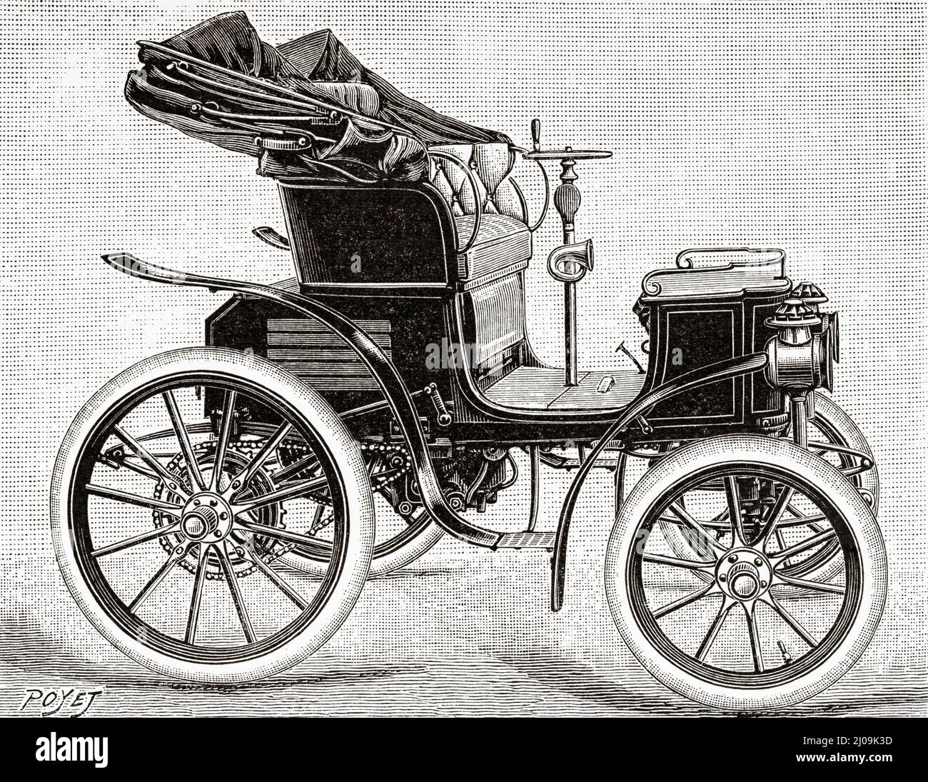 Automobile électrique Richard. Ancienne illustration gravée du 19th siècle de la nature 1899 Banque D'Images
