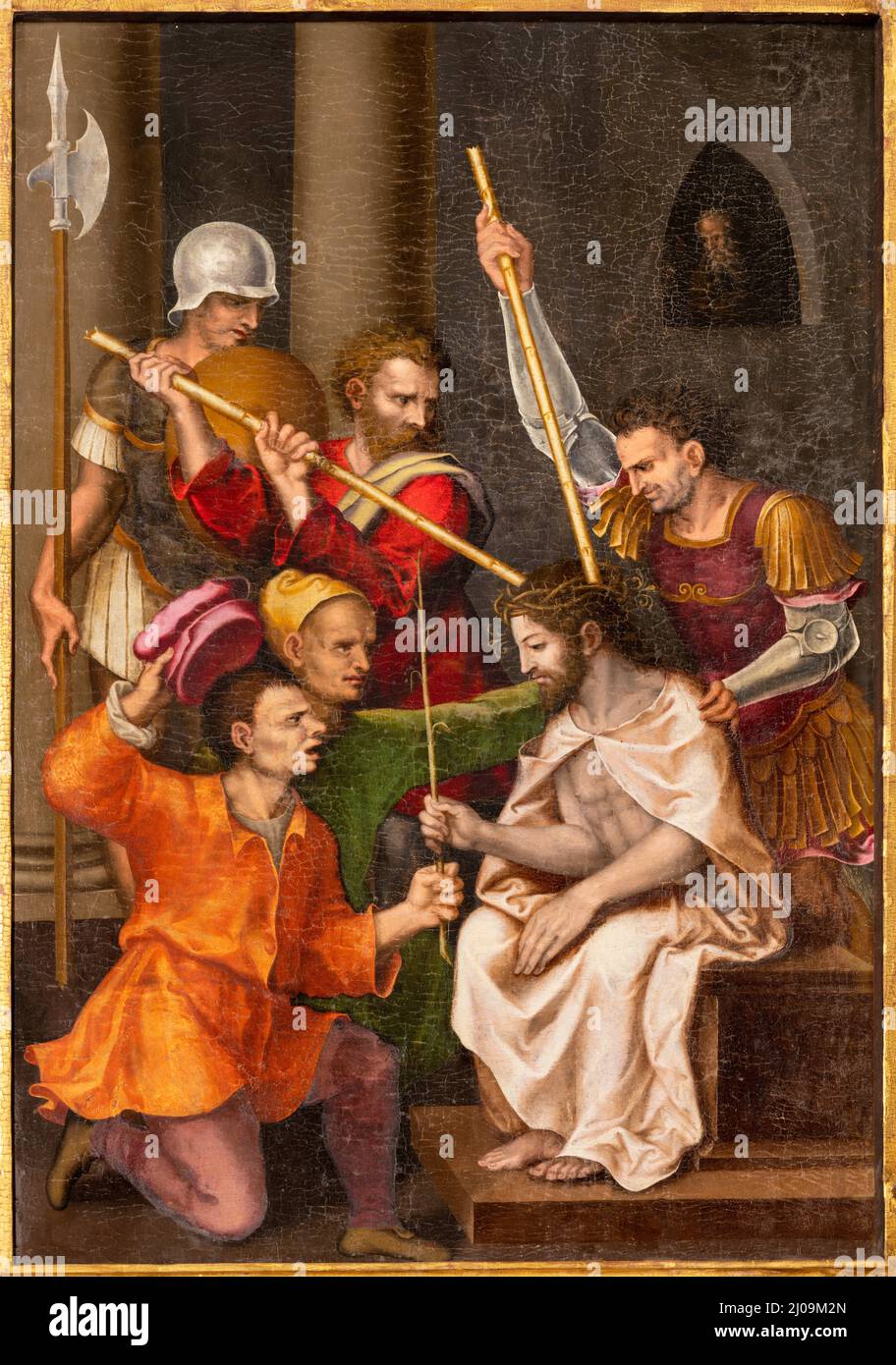 VALENCE, ESPAGNE - 14 FÉVRIER 2022 : la peinture du couronnement des Thorns dans l'église Iglesia San Juan del Hospital Banque D'Images