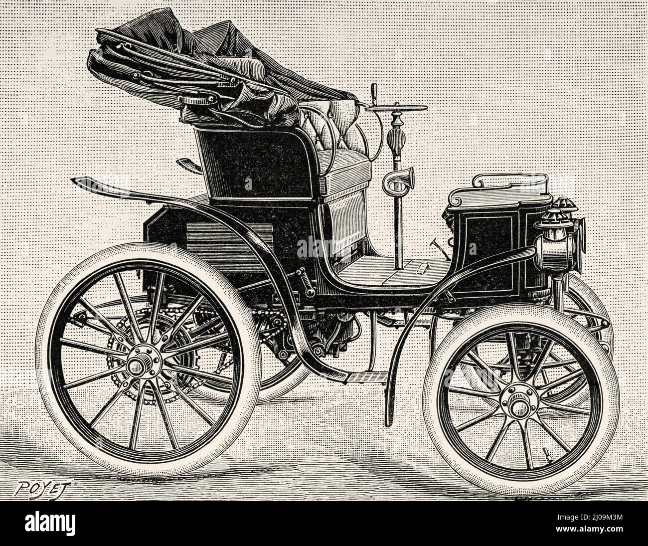 Automobile électrique Richard. Ancienne illustration gravée du 19th siècle de la nature 1899 Banque D'Images
