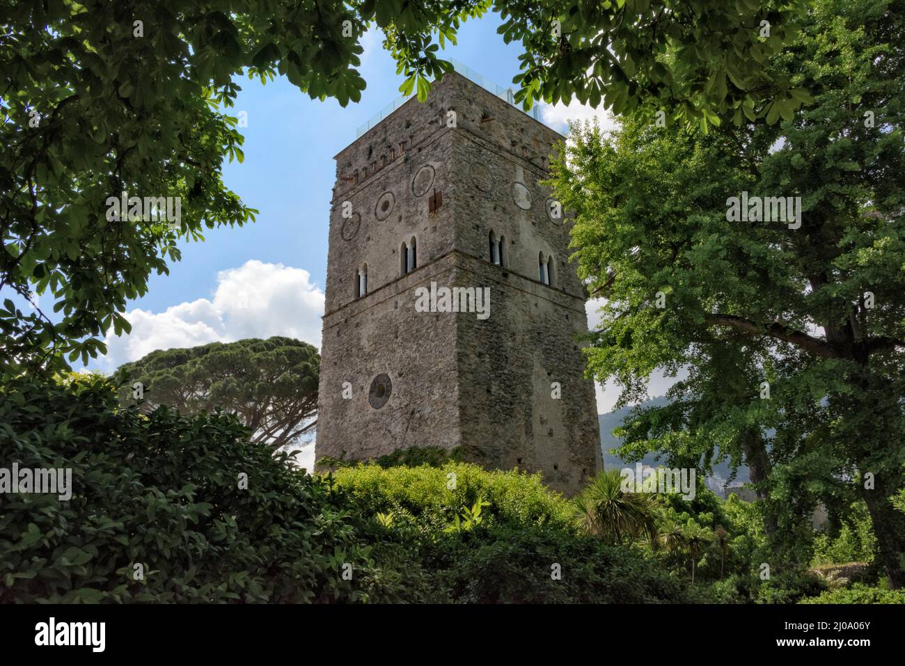 Tour de Villa Rufolo, Ravello, côte d'Almafi, province de Salerne, région de Compania, Italie Banque D'Images