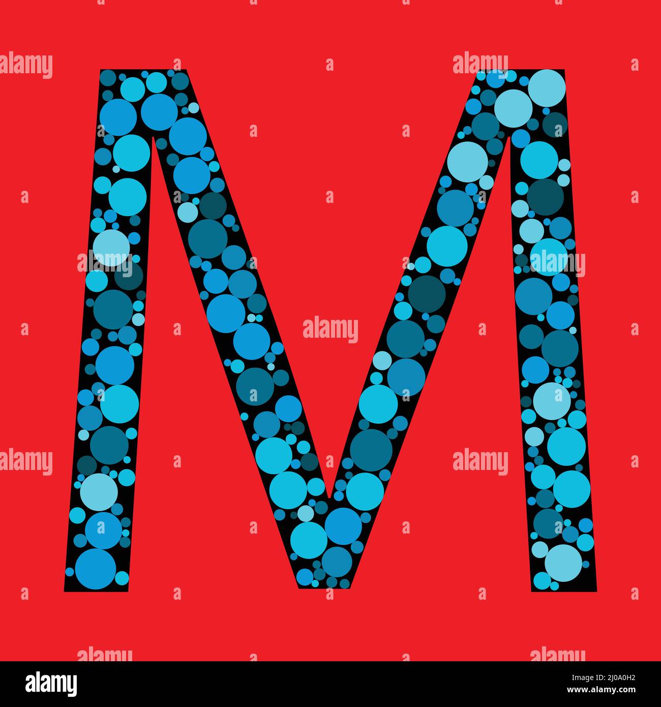 Lettre majuscule M. motif abstrait vectoriel. Remplir les lettres avec les formes rondes. eps 10 Illustration de Vecteur