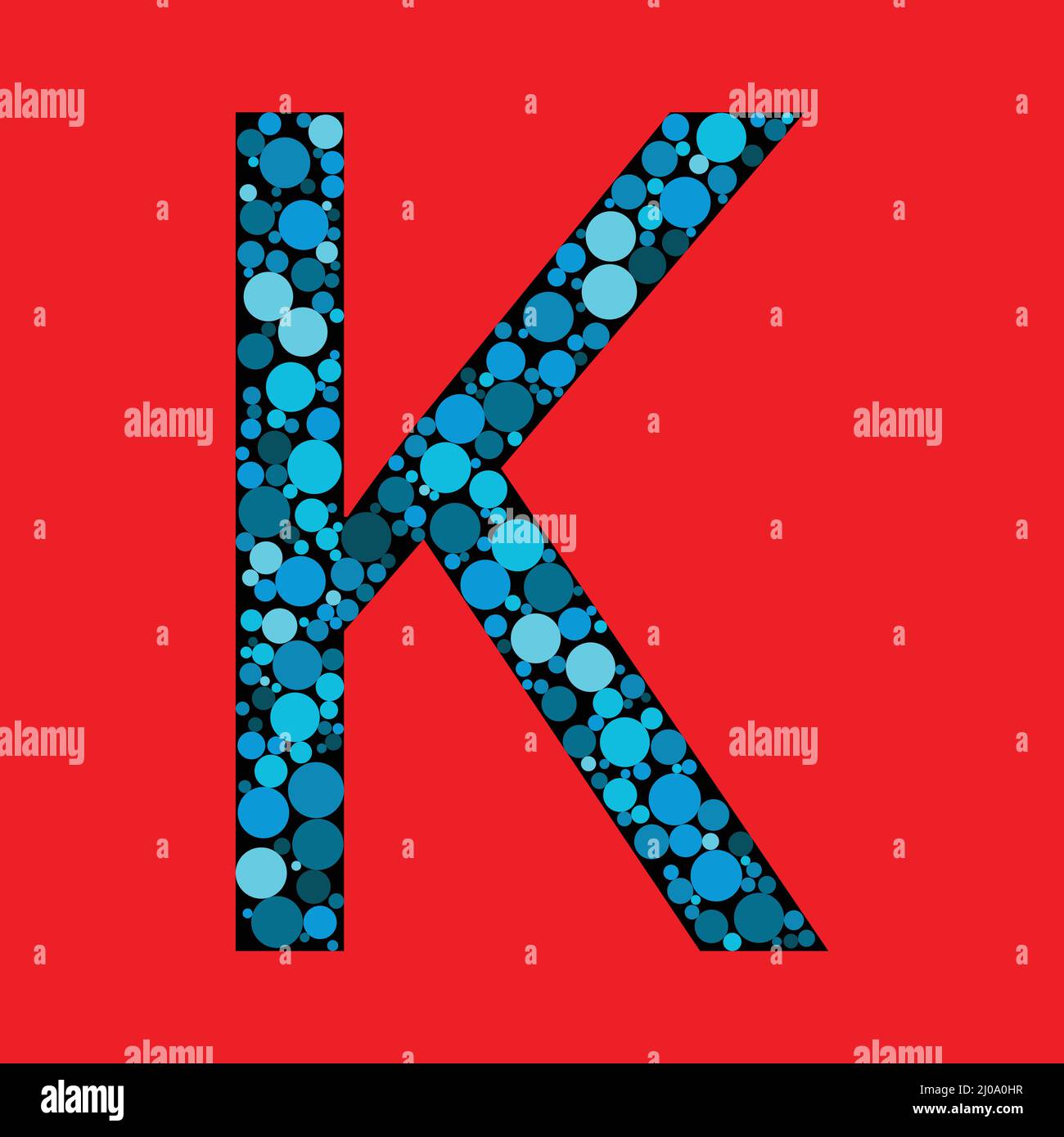 Lettre majuscule K. motif abstrait vectoriel. Remplir les lettres avec les formes rondes. eps 10 Illustration de Vecteur