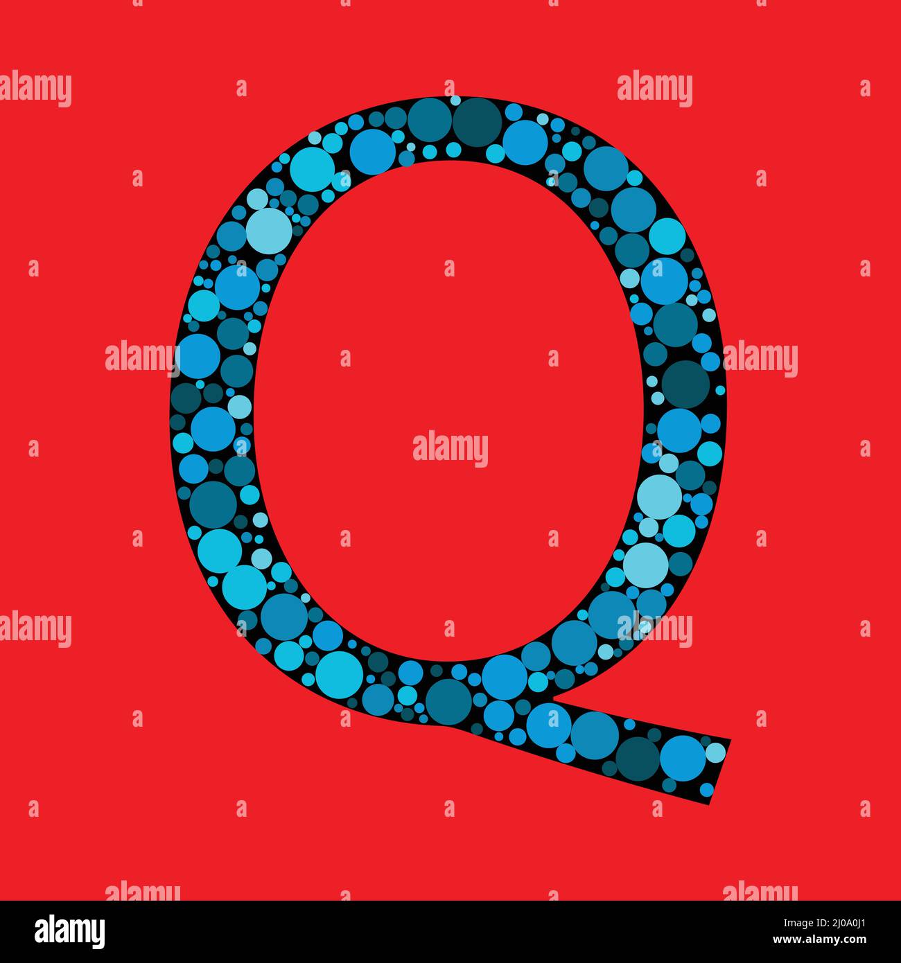 Lettre majuscule Q. motif abstrait vectoriel. Remplir les lettres avec les formes rondes. eps 10 Illustration de Vecteur