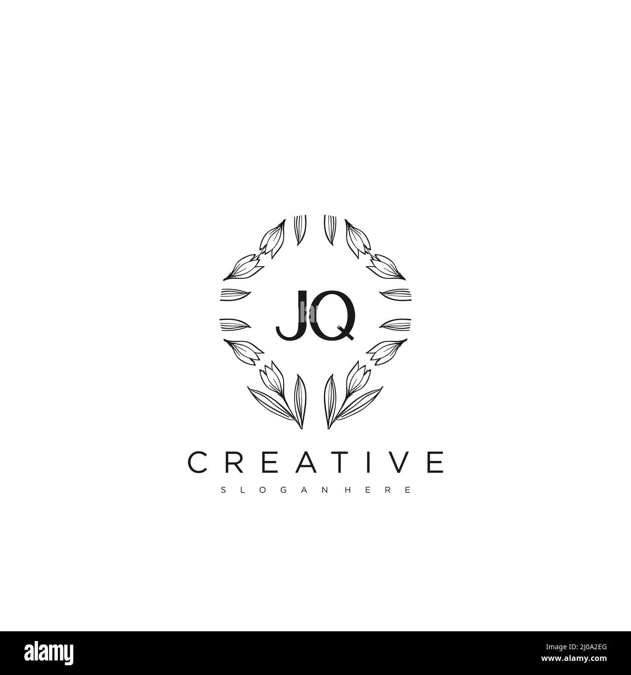 JQ lettre initiale Flower logo Template Vector Premium Vector Illustration de Vecteur