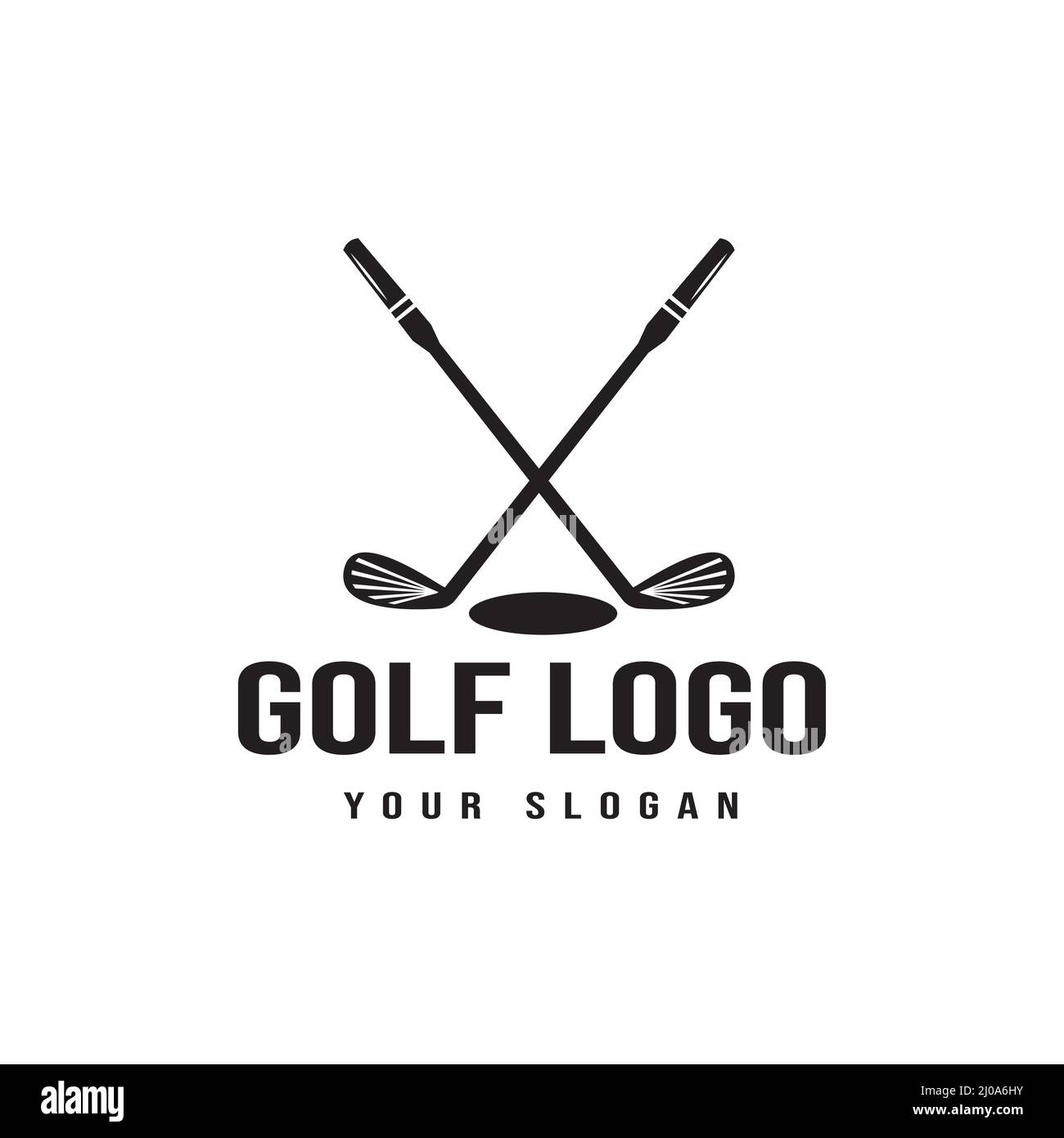 Deux clubs de golf croisés logo, club de golf, badge, icône, symbole illustration vectorielle Illustration de Vecteur