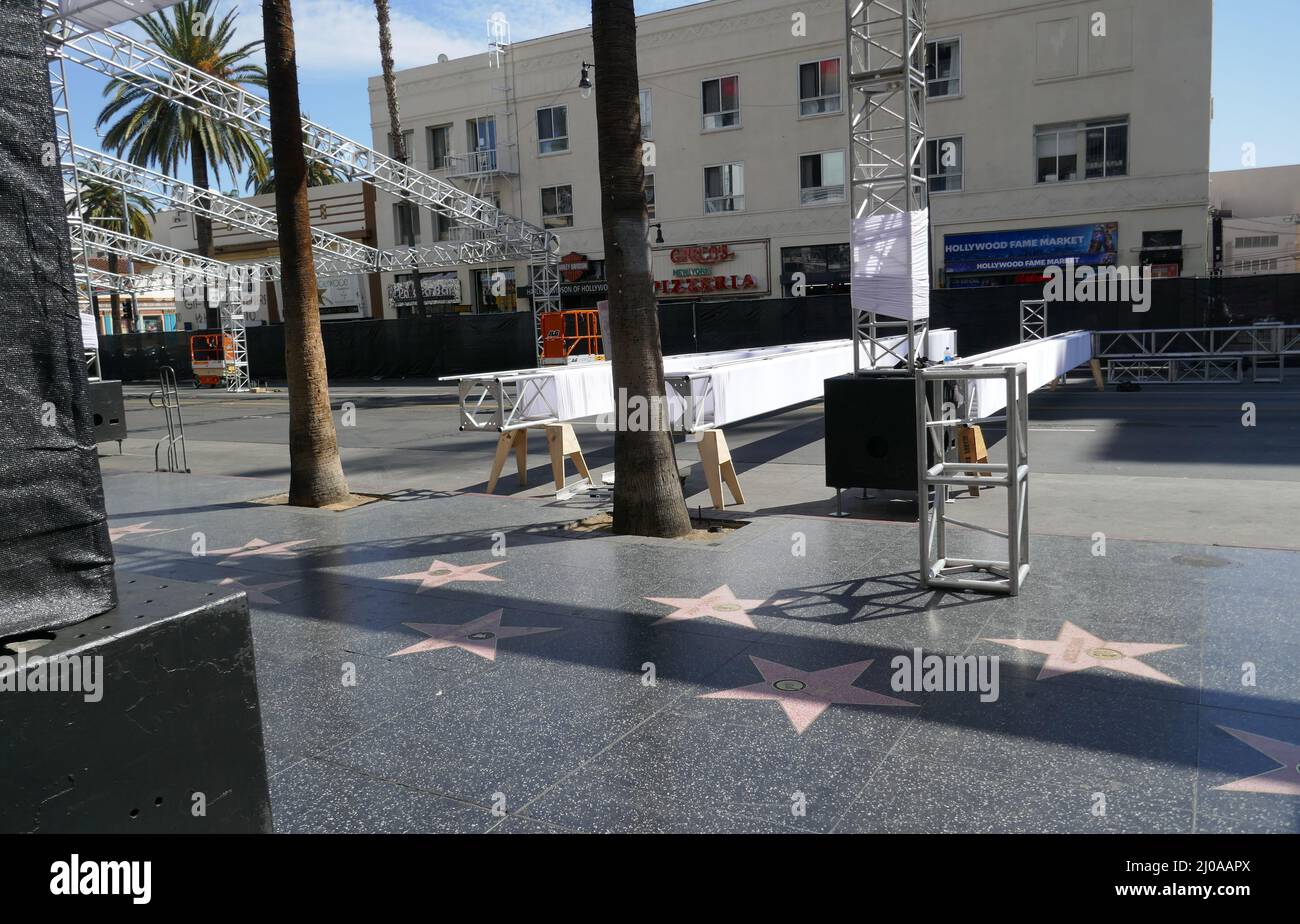 Los Angeles, Californie, États-Unis 17th mars 2022 Une vue générale de l'atmosphère des Oscars la mise en place des Academy Awards 94th est en cours au Dolby Theatre, qui a lieu le 27 mars 2022 sur Hollywood Blvd le 17 mars 2022 à Los Angeles, Californie, États-Unis. Photo de Barry King/Alay Live News Banque D'Images