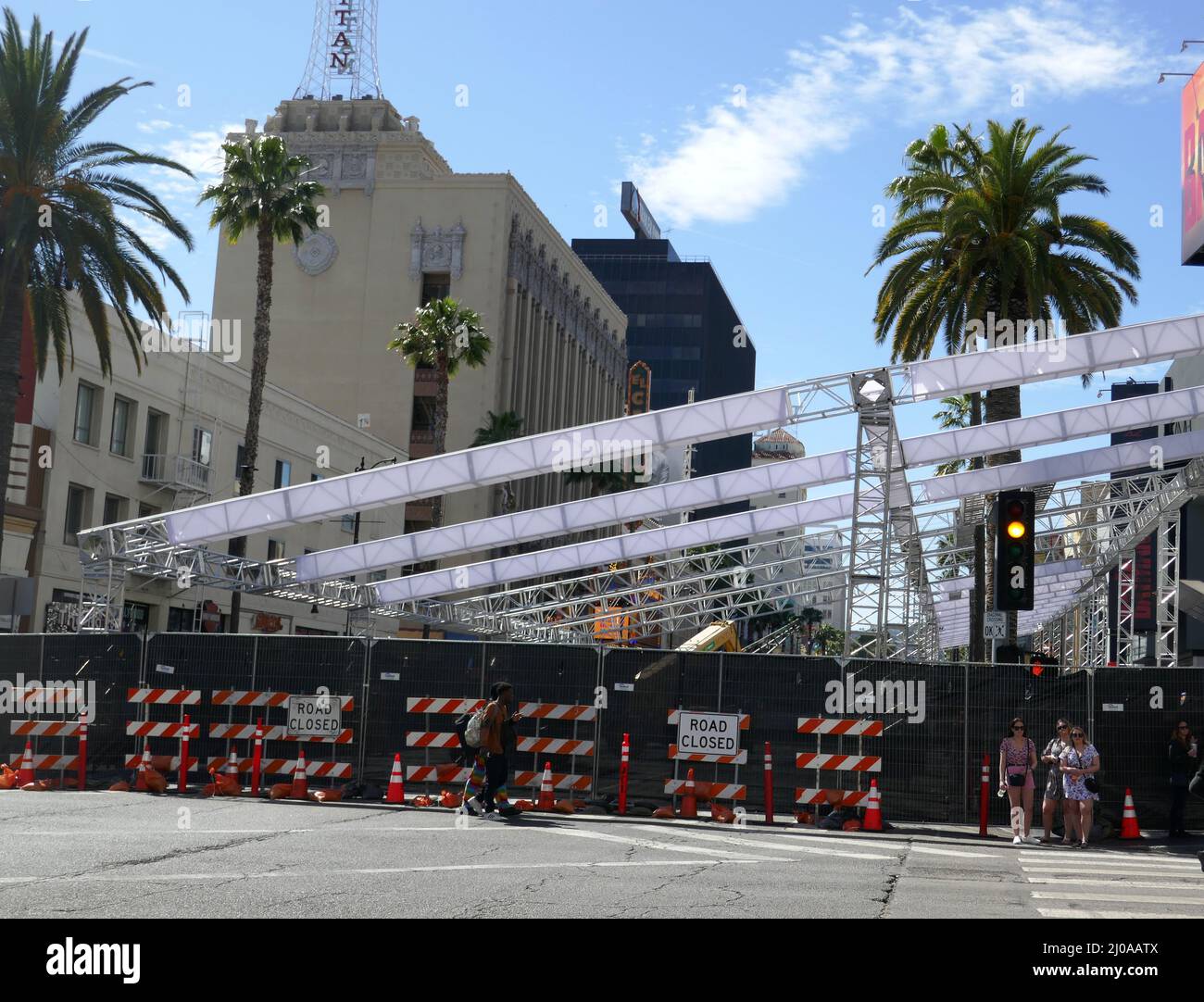 Los Angeles, Californie, États-Unis 17th mars 2022 Une vue générale de l'atmosphère des Oscars la mise en place des Academy Awards 94th est en cours au Dolby Theatre, qui a lieu le 27 mars 2022 sur Hollywood Blvd le 17 mars 2022 à Los Angeles, Californie, États-Unis. Photo de Barry King/Alay Live News Banque D'Images