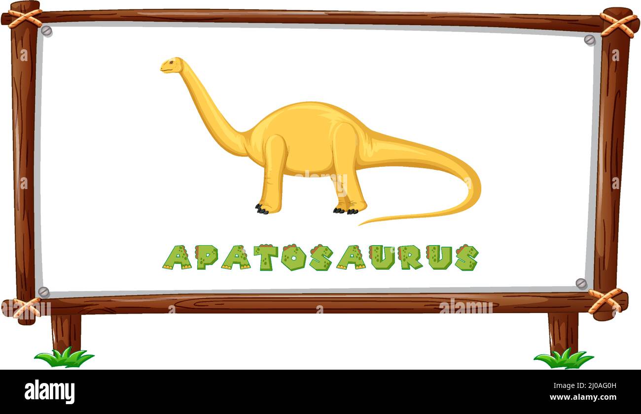 Modèle de cadre avec dinosaures et texte conception d'apatosaurus à l'intérieur de l'illustration Illustration de Vecteur