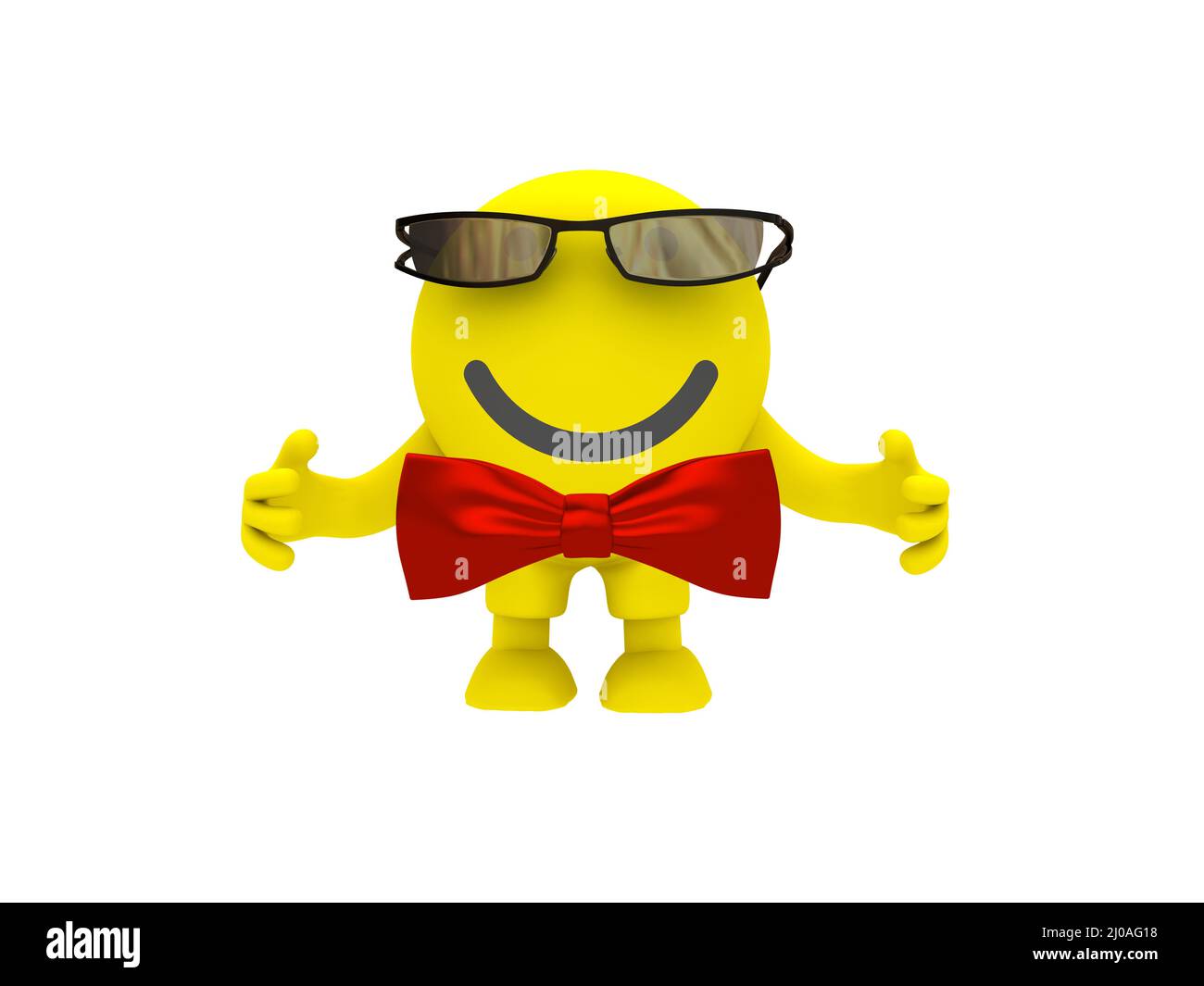 Le smiley dans des lunettes et noeud papillon-cravate Banque D'Images