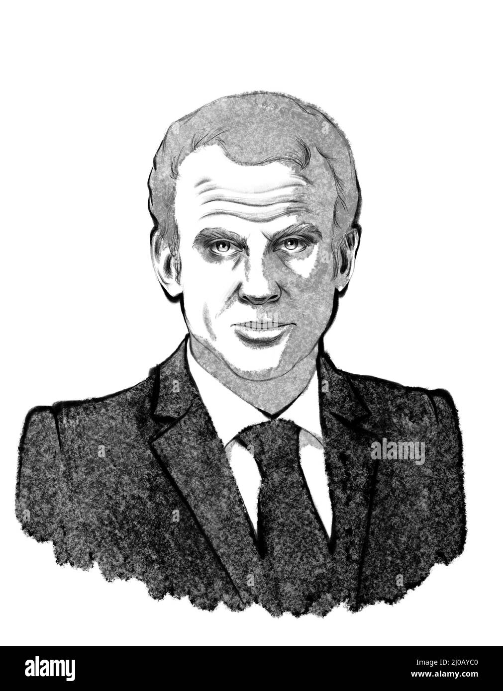 Illustration du portrait du président de la France Emmanuel Macron. Banque D'Images