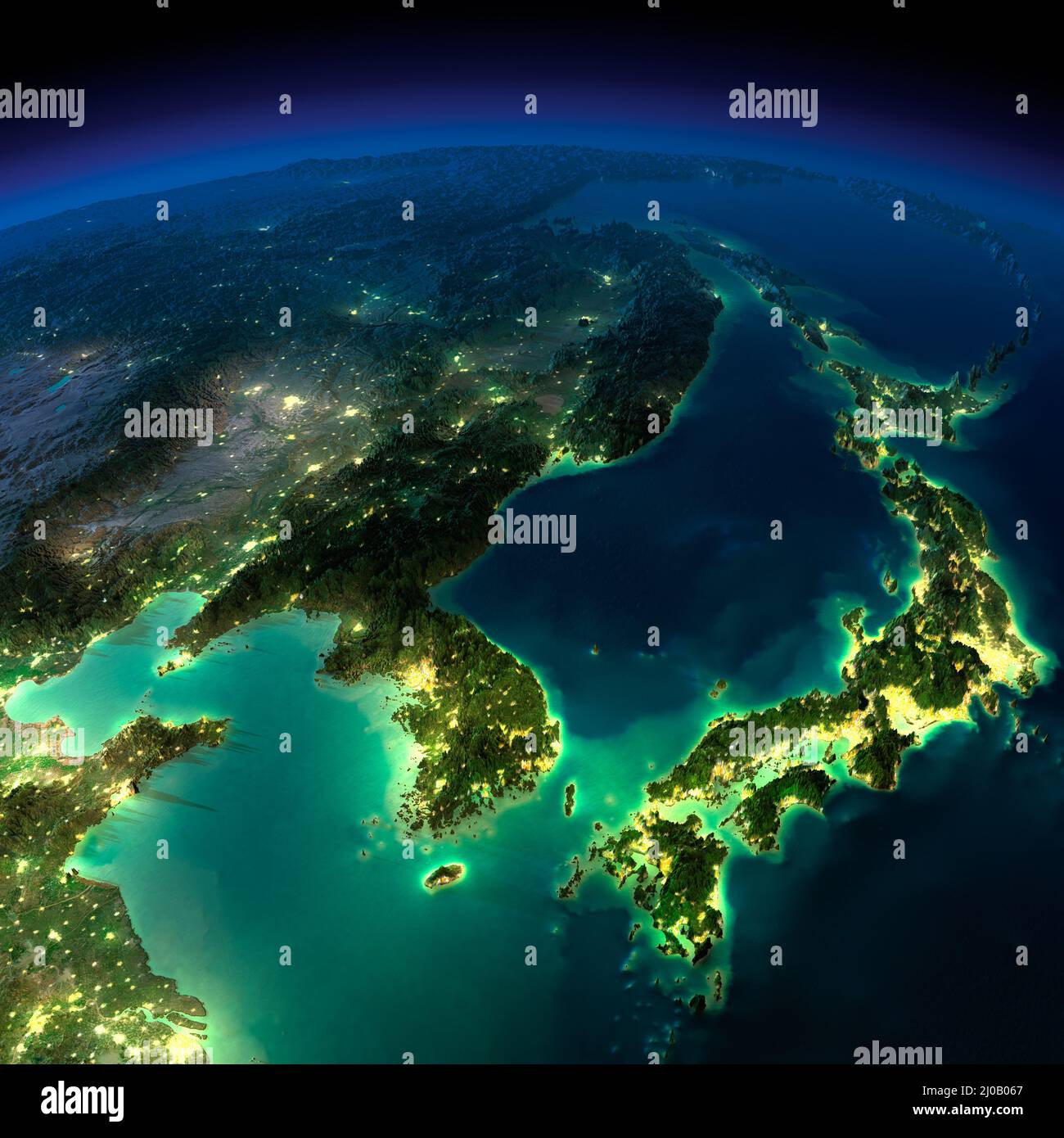 Nuit Terre. Un morceau d'Asie - Corée, Japon, Chine Banque D'Images