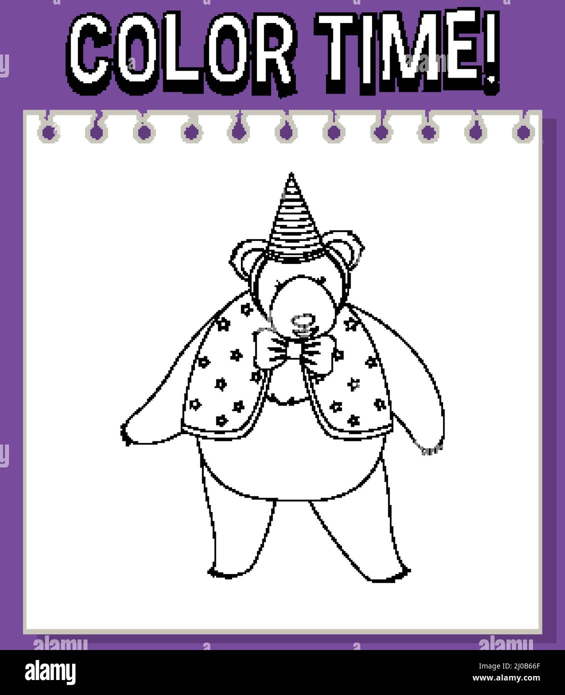 Modèle de feuilles de calcul avec temps de couleur ! texte et illustration du contour de l'ours Illustration de Vecteur