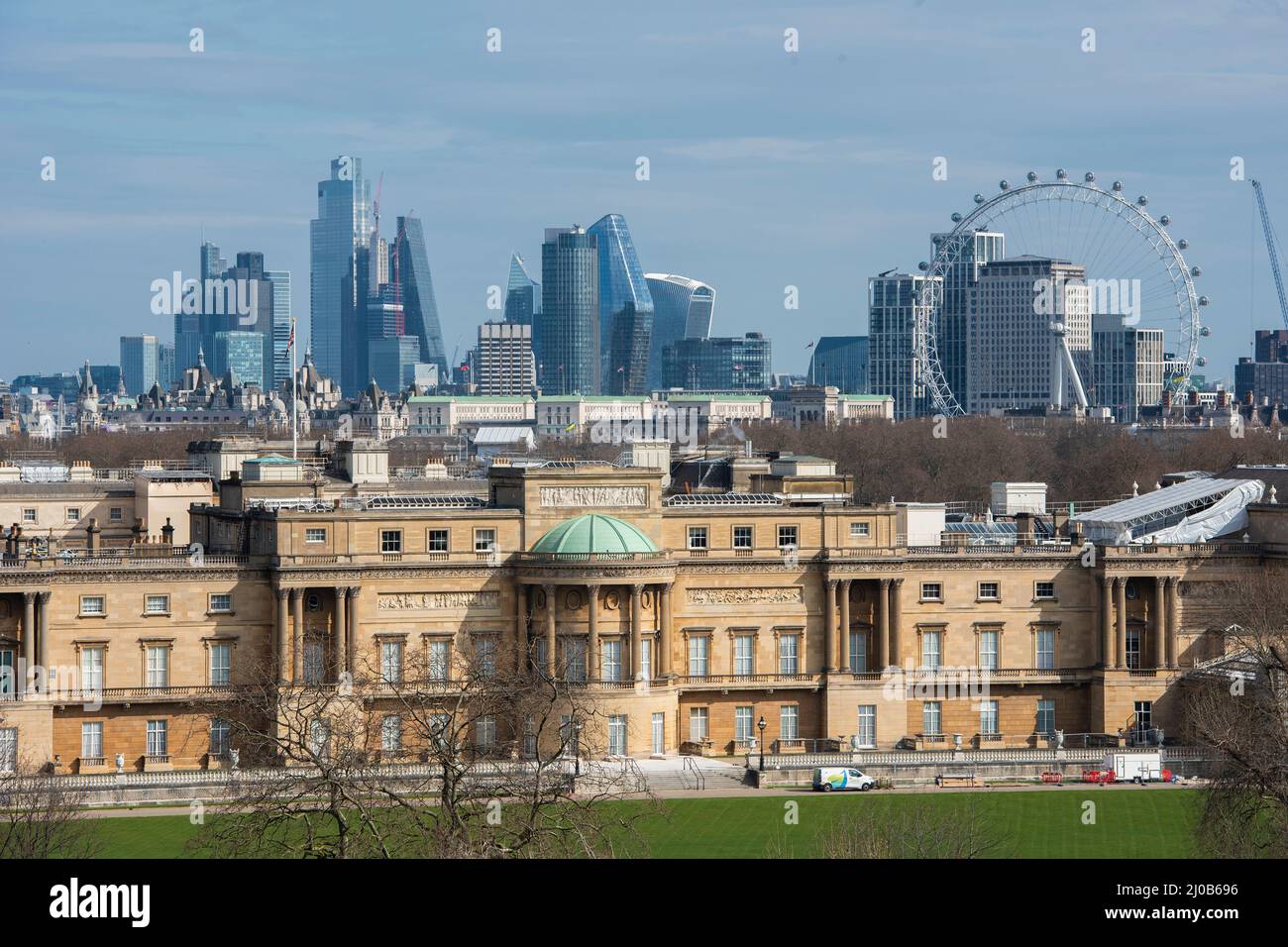 Buckingham Palace, vue arrière Banque D'Images