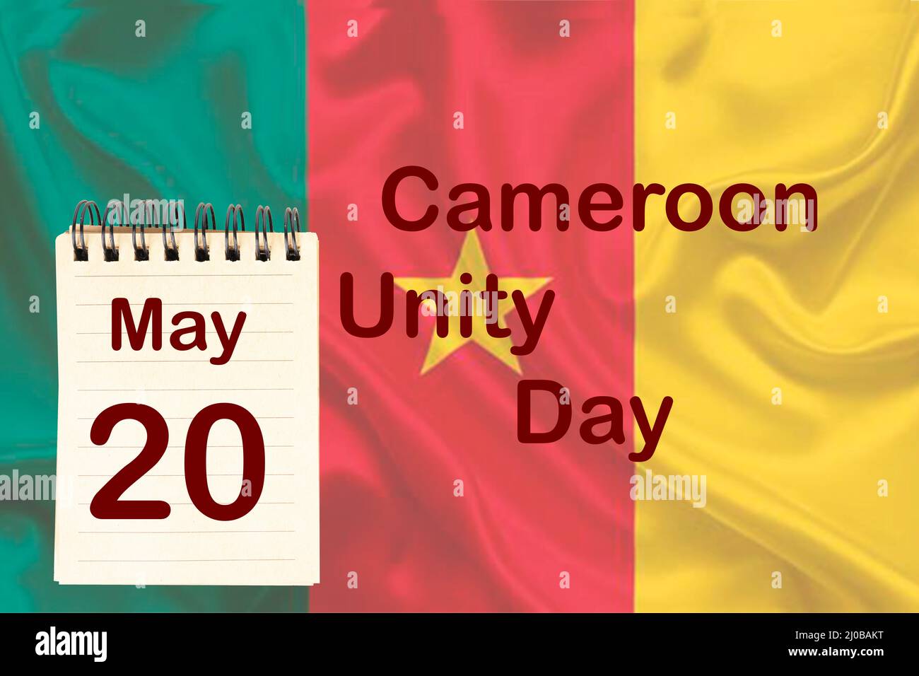 La célébration de la fête du Cameroun avec le drapeau et le calendrier indiquant le 20 mai Photo