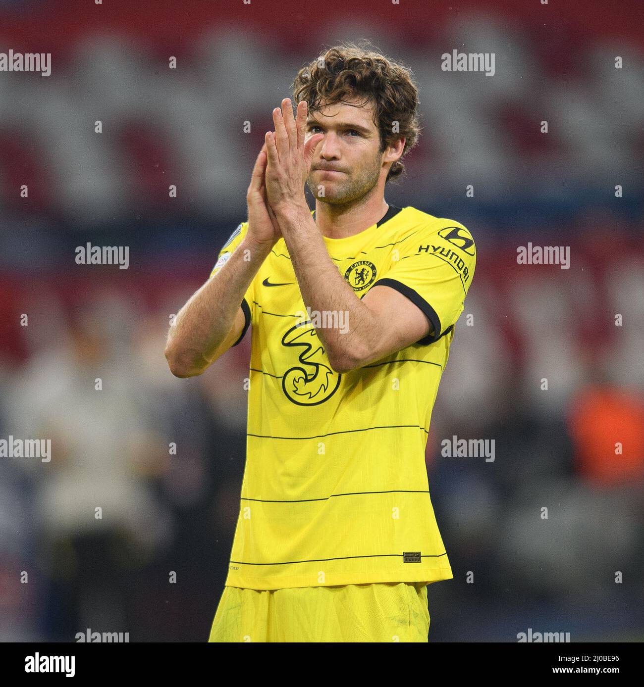 16 mars 2022 - Lille / Chelsea - Ligue des champions de l'UEFA - manche de seize - deuxième étape - Stade Pierre-Mauroy Marcus Alonso lors du match de la Ligue des champions contre Lille. Crédit photo : © Mark pain / Alamy Live News Banque D'Images