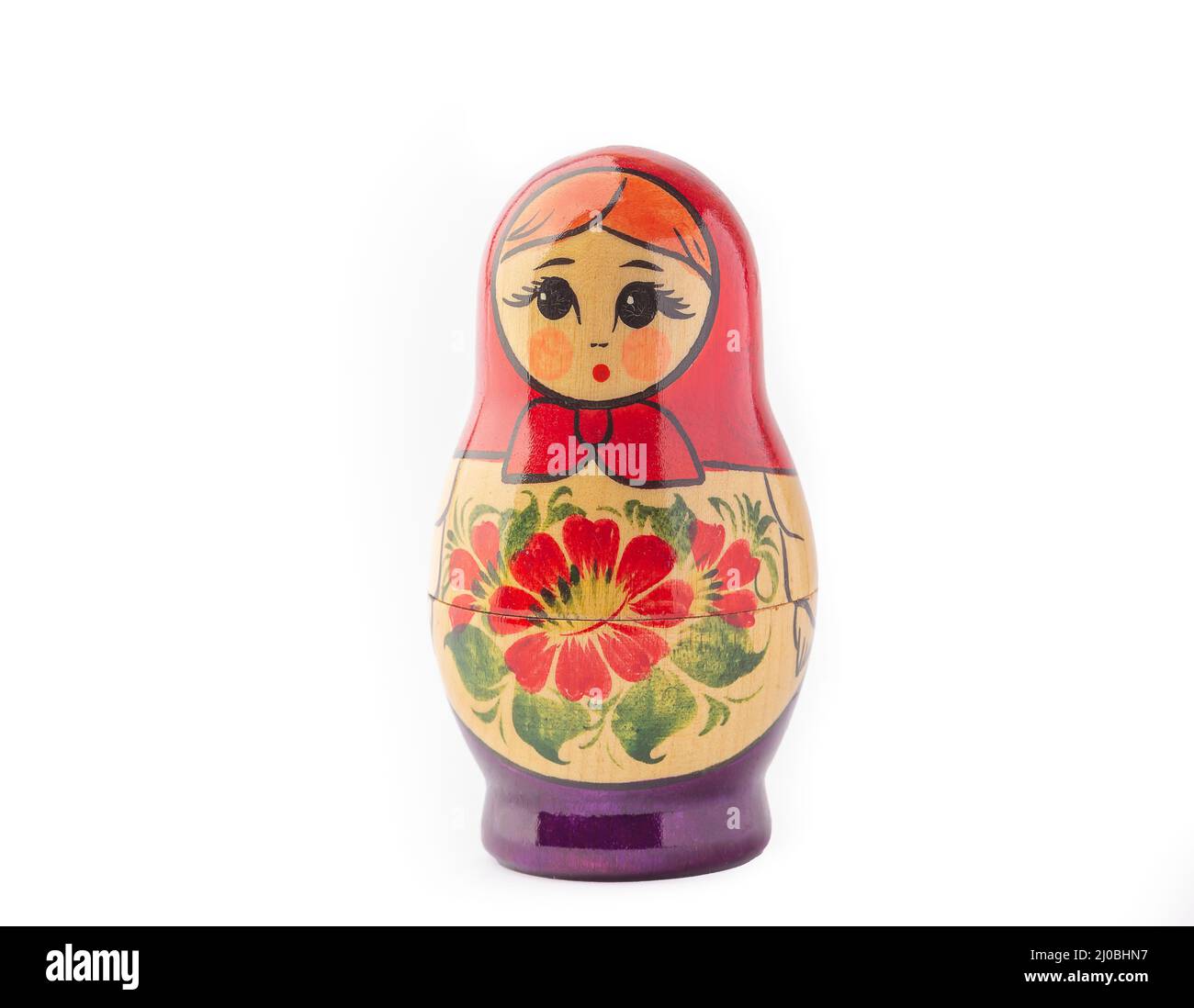 Une poupée matryoshka russe sur fond blanc Banque D'Images