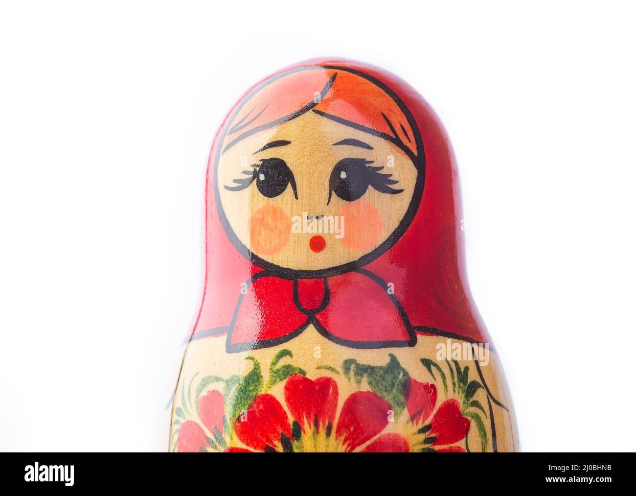 Une poupée matryoshka russe sur fond blanc Banque D'Images