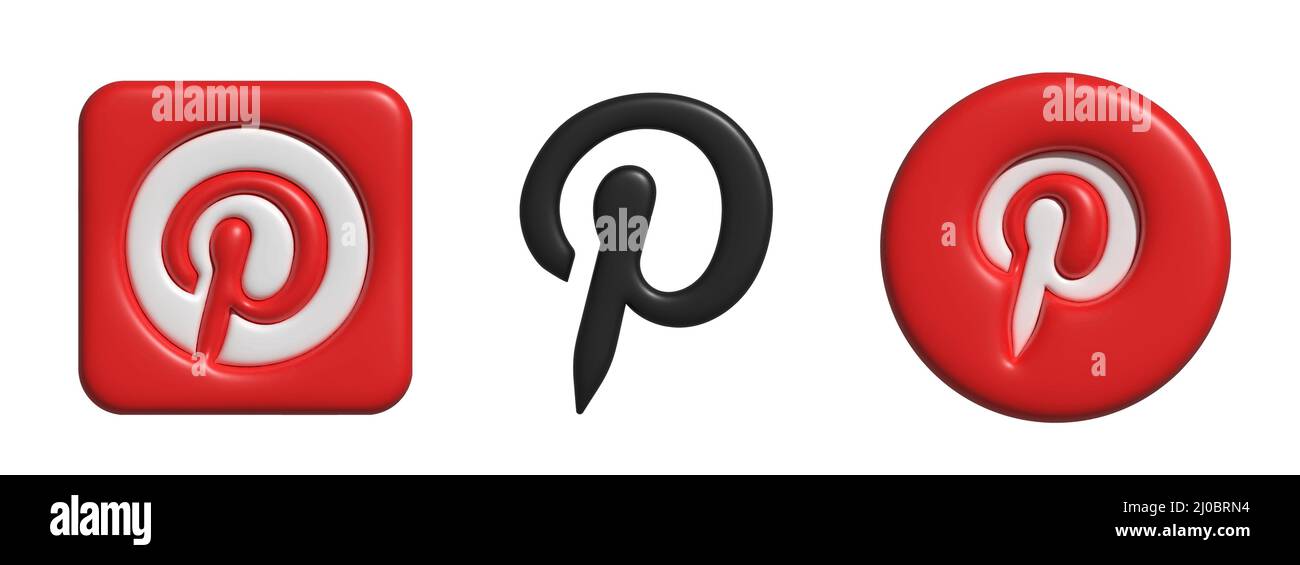 Pinterest. Logo Pinterest. vecteur 3d. Icône Pinterest 3D . Illustration de Vecteur