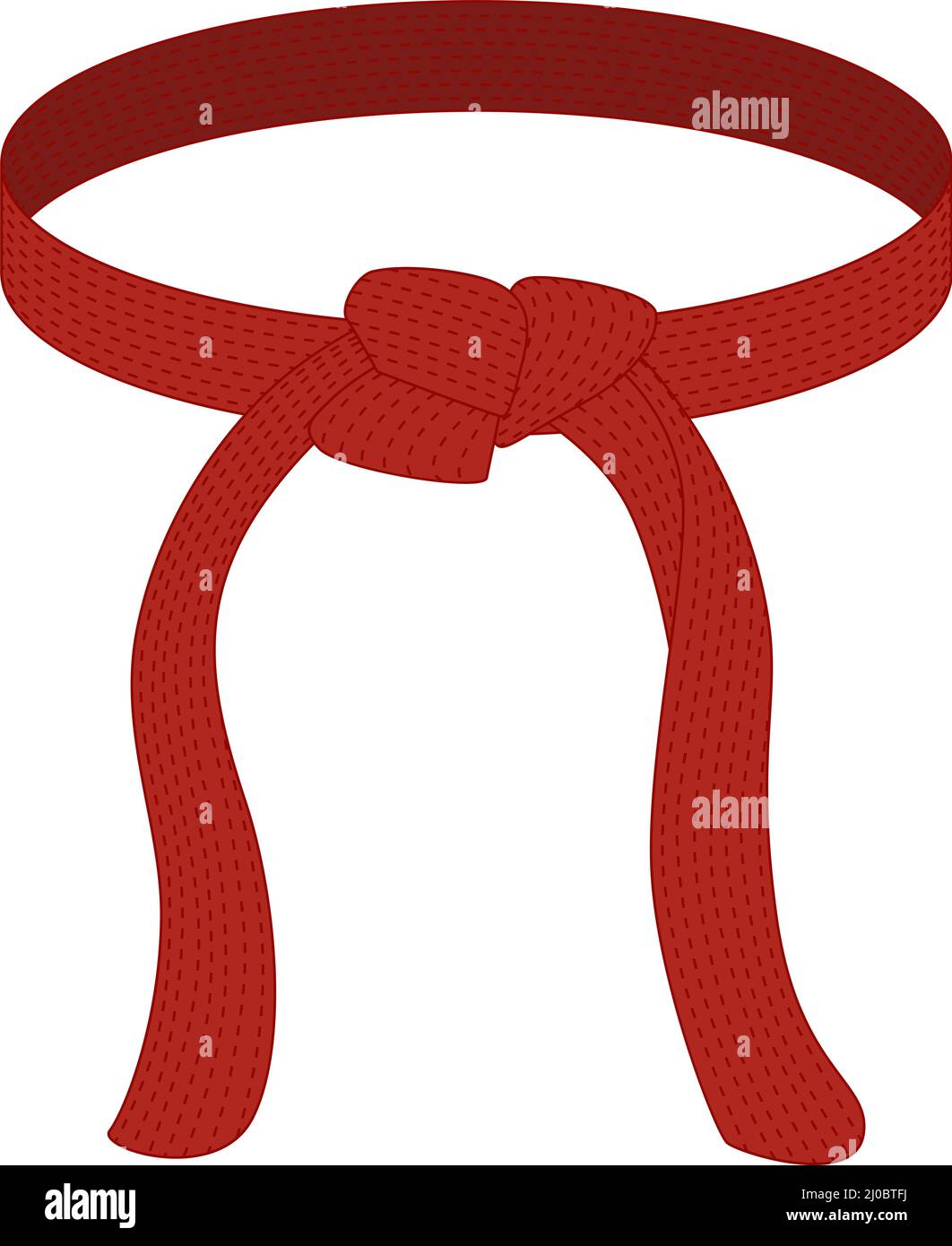 Courroie de karaté de couleur rouge isolée sur fond blanc. Design emblématique de l'art martial japonais dans un style plat. Illustration vectorielle. Illustration de Vecteur