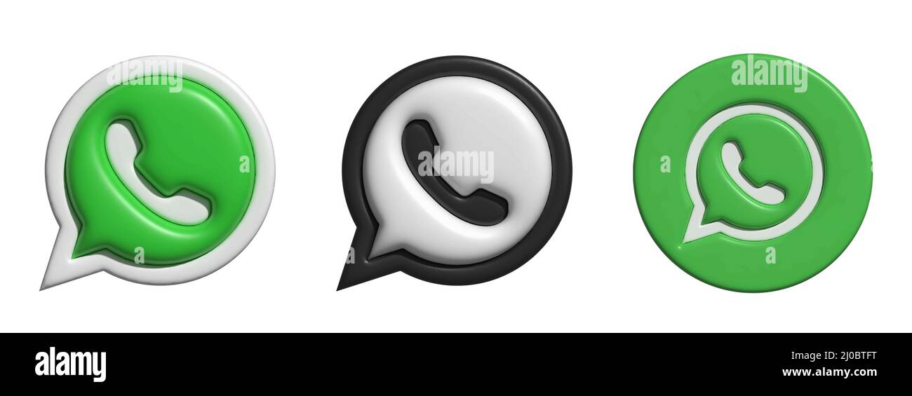 Logo WhatsApp 3D. WhatsApp. Icône WhatsApp 3D. Illustration de Vecteur