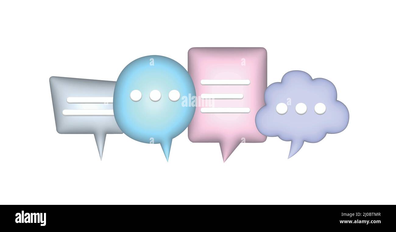 3d jeu de bulles de parole. Boîte de discussion, boîte de message. 3D vecteur Web. Illustration de Vecteur