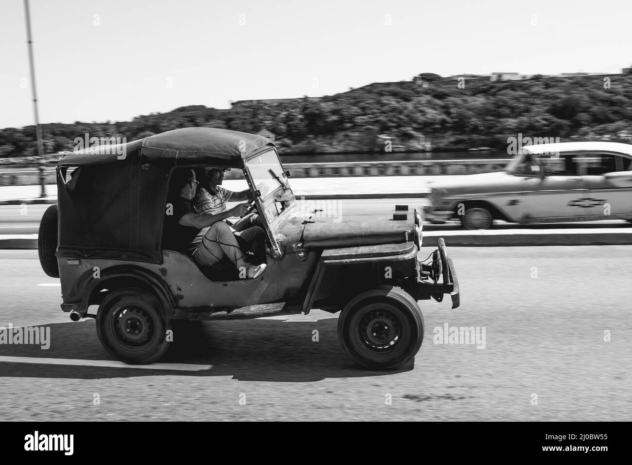 Vus militaire typique, voiture classique de guerre wold Jeep Willys Banque D'Images