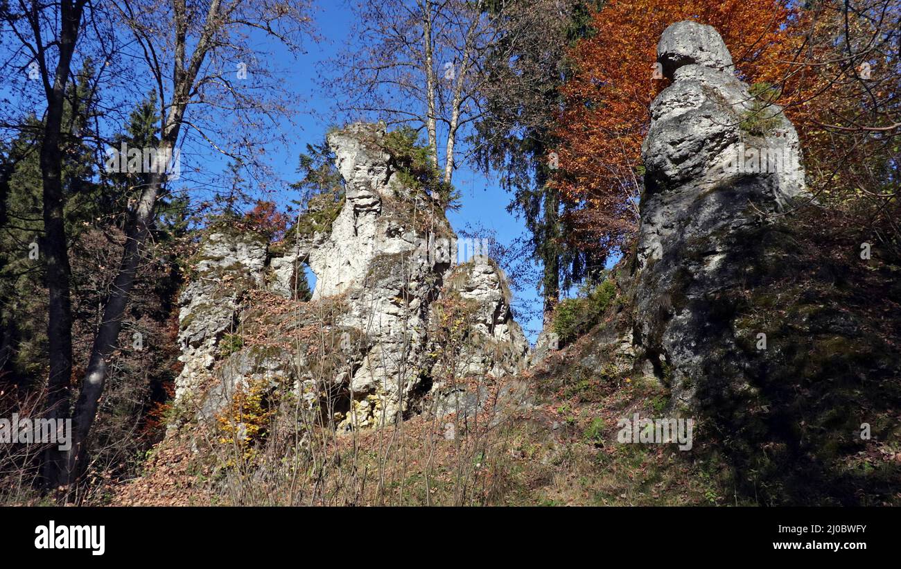 Formation de roches, jura souabe, Allemagne Banque D'Images