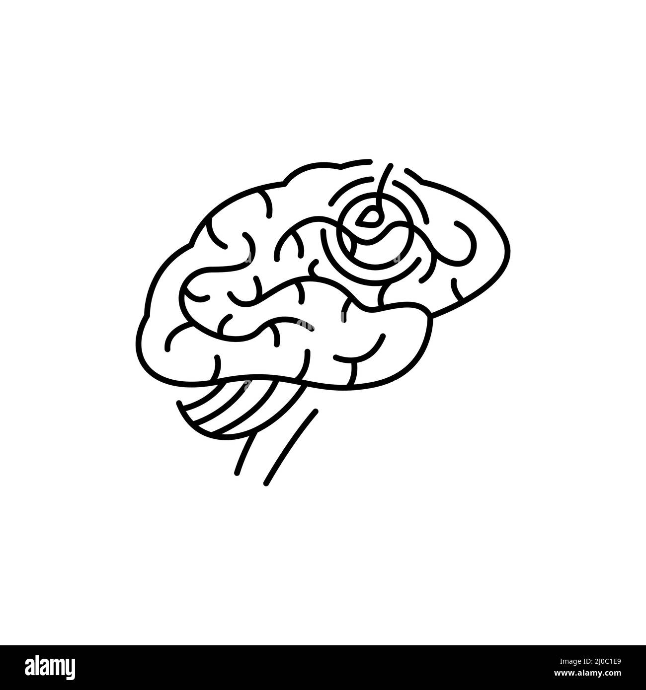 Icône de ligne de couleur de cerveau d'AVC. Maladies humaines. Illustration de Vecteur