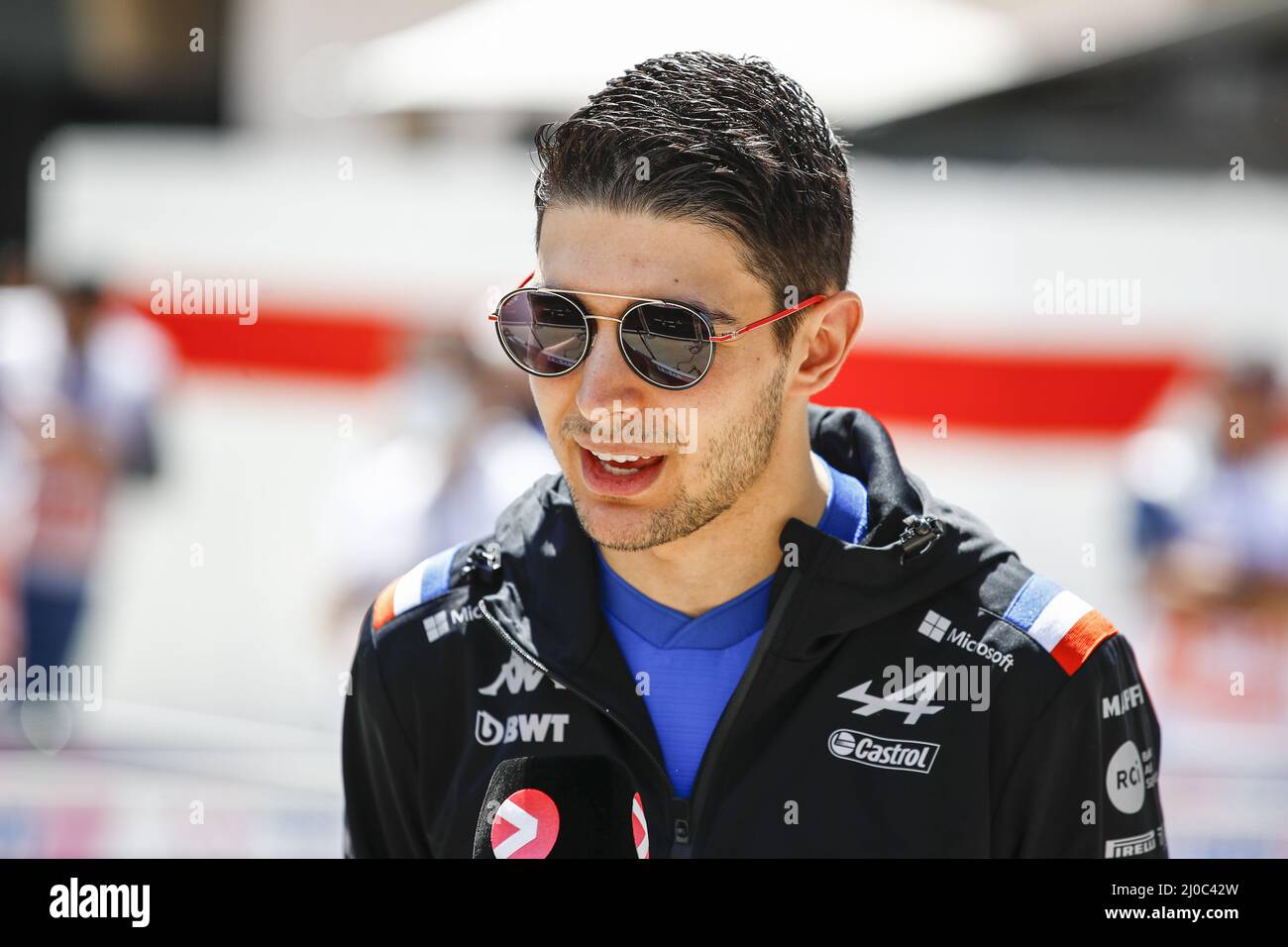 OCON Esteban (fra), Alpine F1 Team A522, portrait pendant la Formule 1 Gulf Air Bahreïn Grand Prix 2022, 1st tour du Championnat du monde de Formule 1 2022 de la FIA, sur le circuit international de Bahreïn, du 18 au 20 mars 2022 à Sakhir, Bahreïn - photo: Xavi Bonilla/DPPI/LiveMedia Banque D'Images