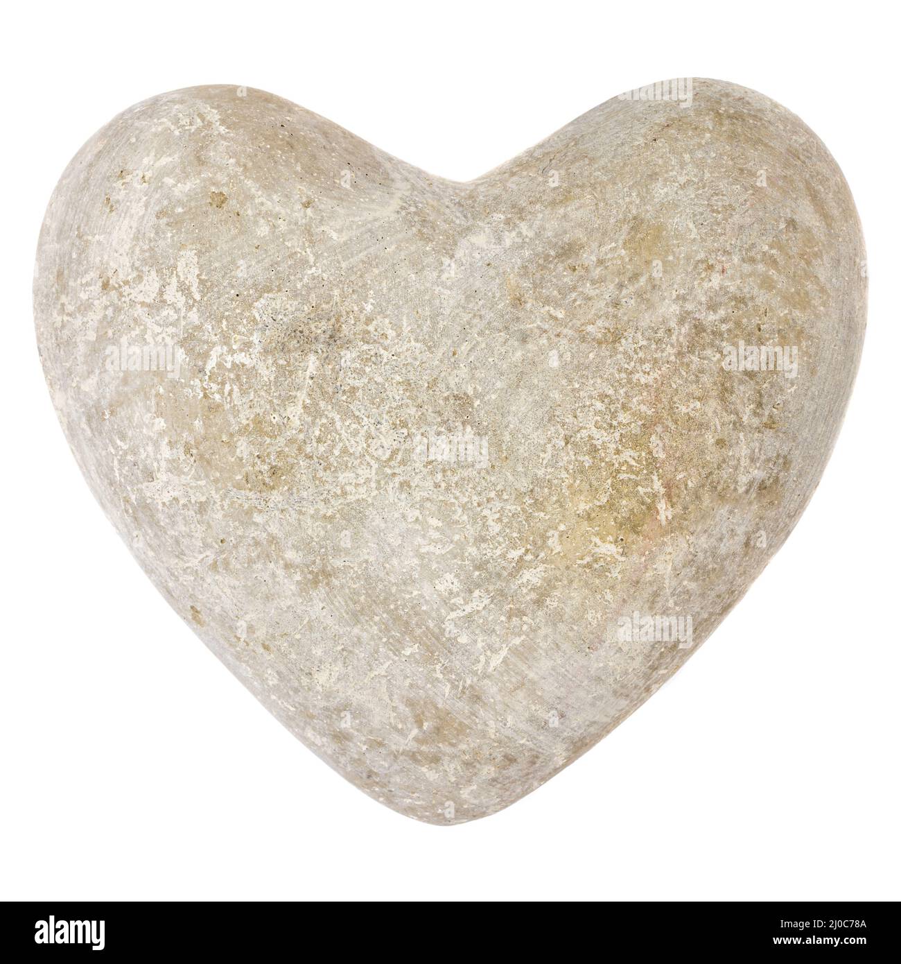 Forme de coeur gris pierre isolée sur fond blanc Banque D'Images